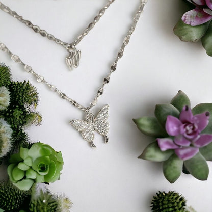 Glima Minimalist Butterfly Necklace in Sterling Silver