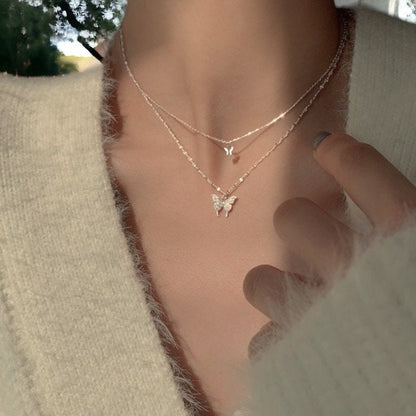 Glima Minimalist Butterfly Necklace in Sterling Silver