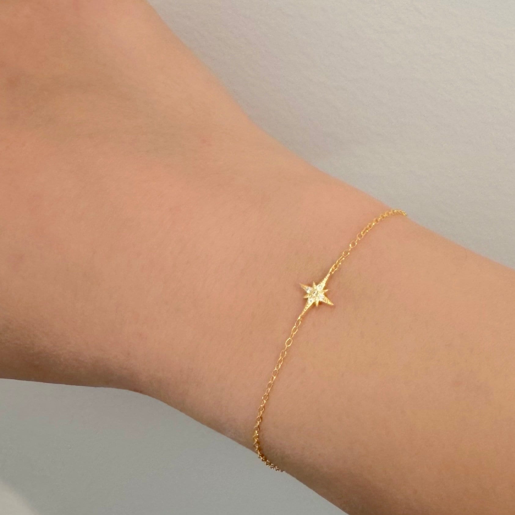 Glima North Star Bracelet – Dainty 925 Silver & 14K Gold Celestial Charm