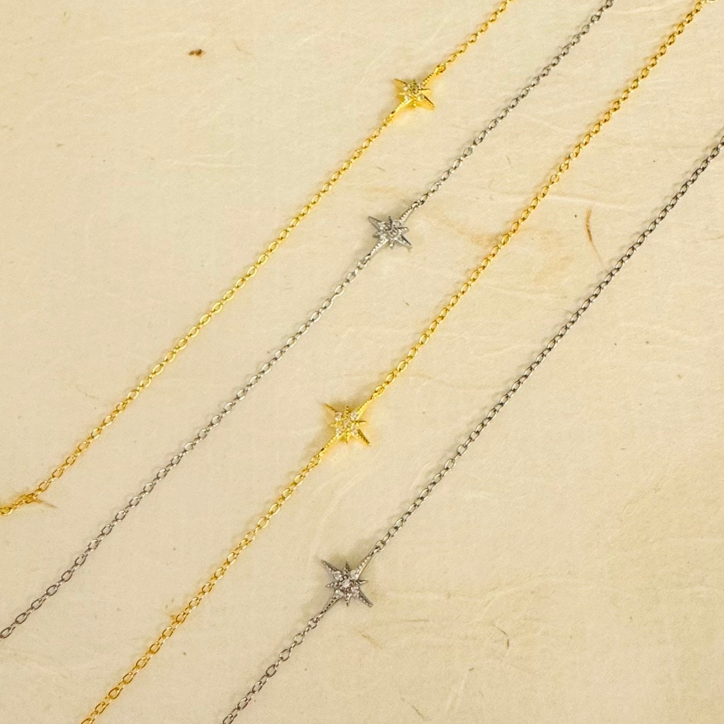 Glima North Star Bracelet – Dainty 925 Silver & 14K Gold Celestial Charm