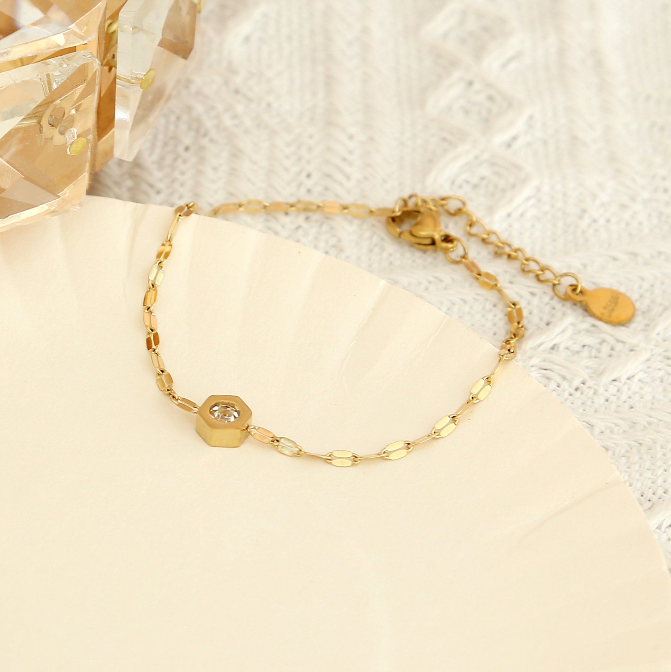 Glima Gemstone Bracelet – Dainty Gold Stainless Steel Minimalist Jewelry