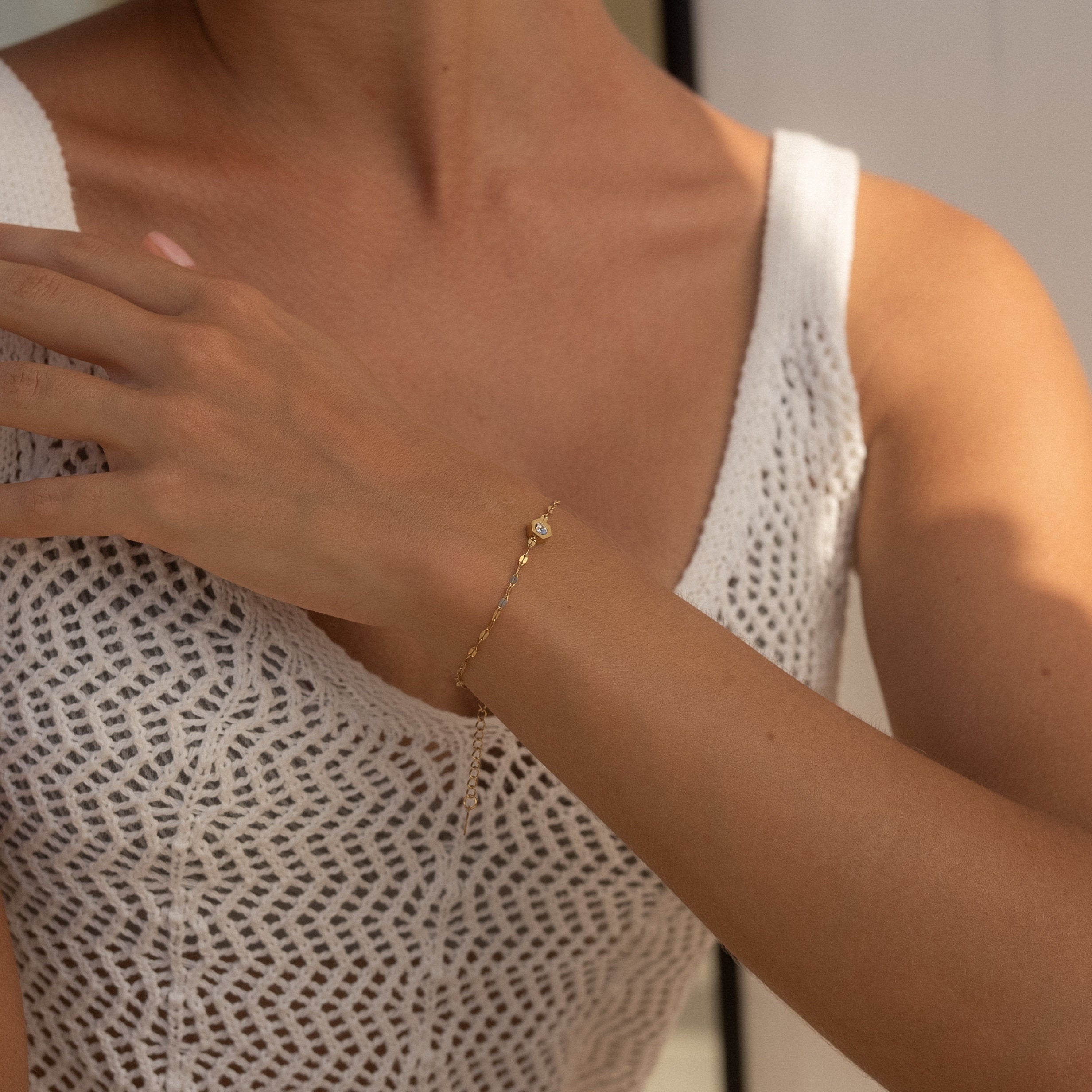 Glima Gemstone Bracelet – Dainty Gold Stainless Steel Minimalist Jewelry