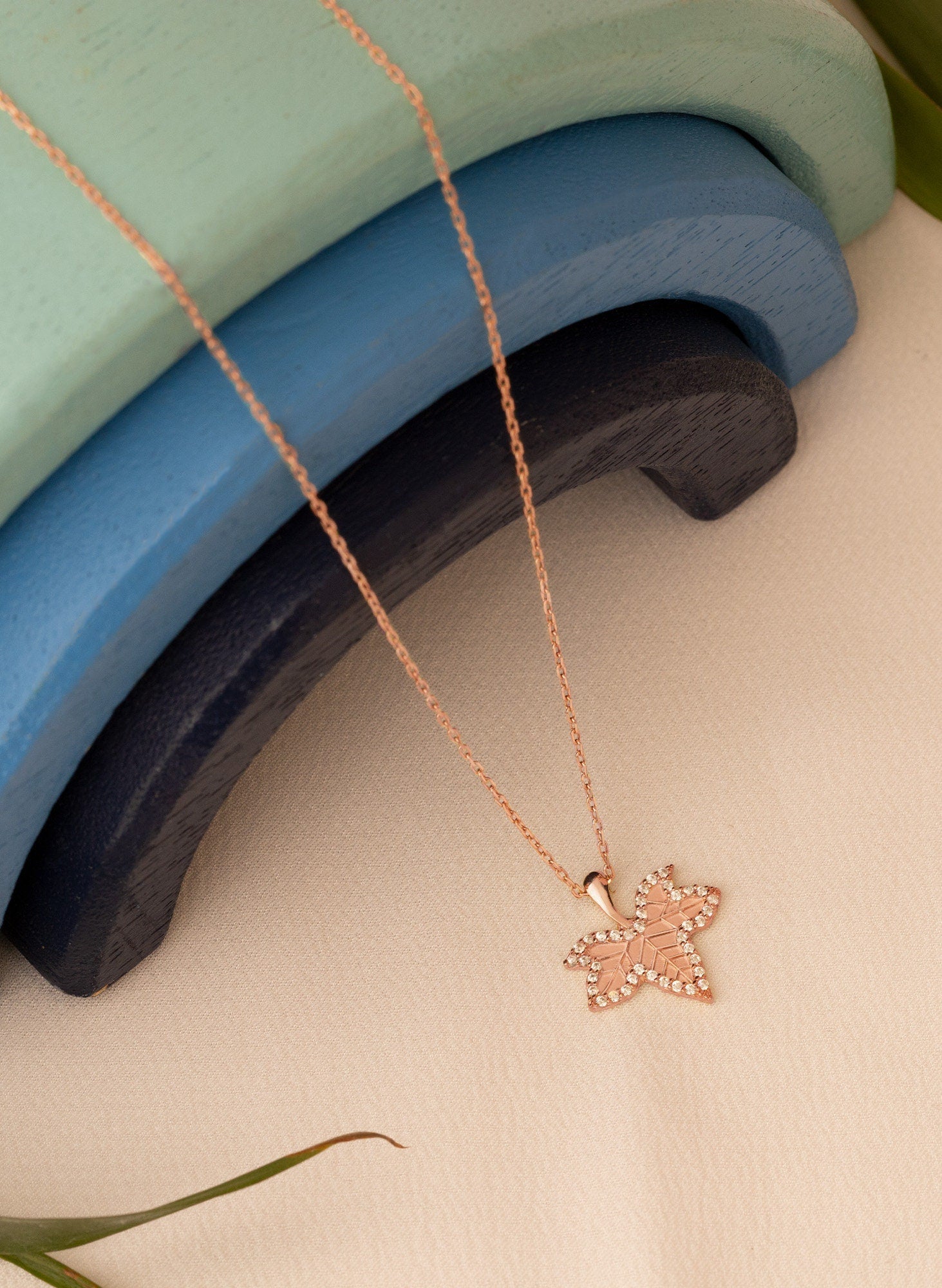 Gold Diamond Maple Leaf Necklace: Gift for Her