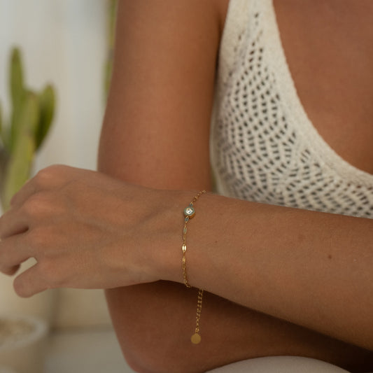 Glima Gemstone Bracelet – Dainty Gold Stainless Steel Minimalist Jewelry