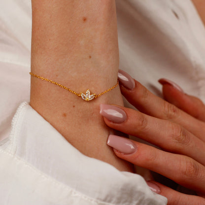 Glima Flower Diamond Bracelet – Dainty Gold Crystal Gift for Her