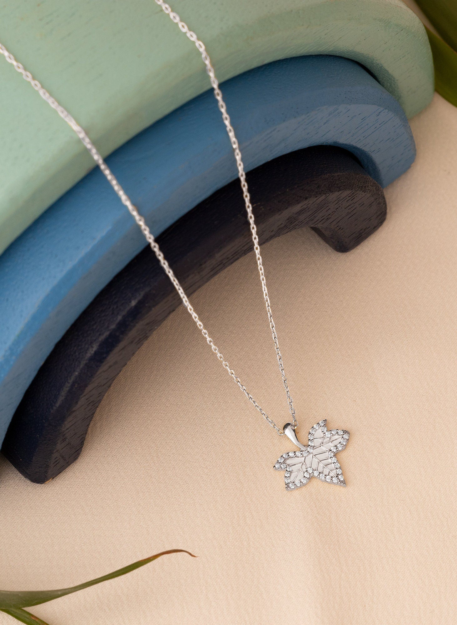 Gold Diamond Maple Leaf Necklace: Gift for Her