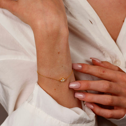 Glima Flower Diamond Bracelet – Dainty Gold Crystal Gift for Her