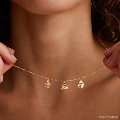 Glima Personalized Birth Flower Necklace – Dainty Drop Charm for Mom or Her