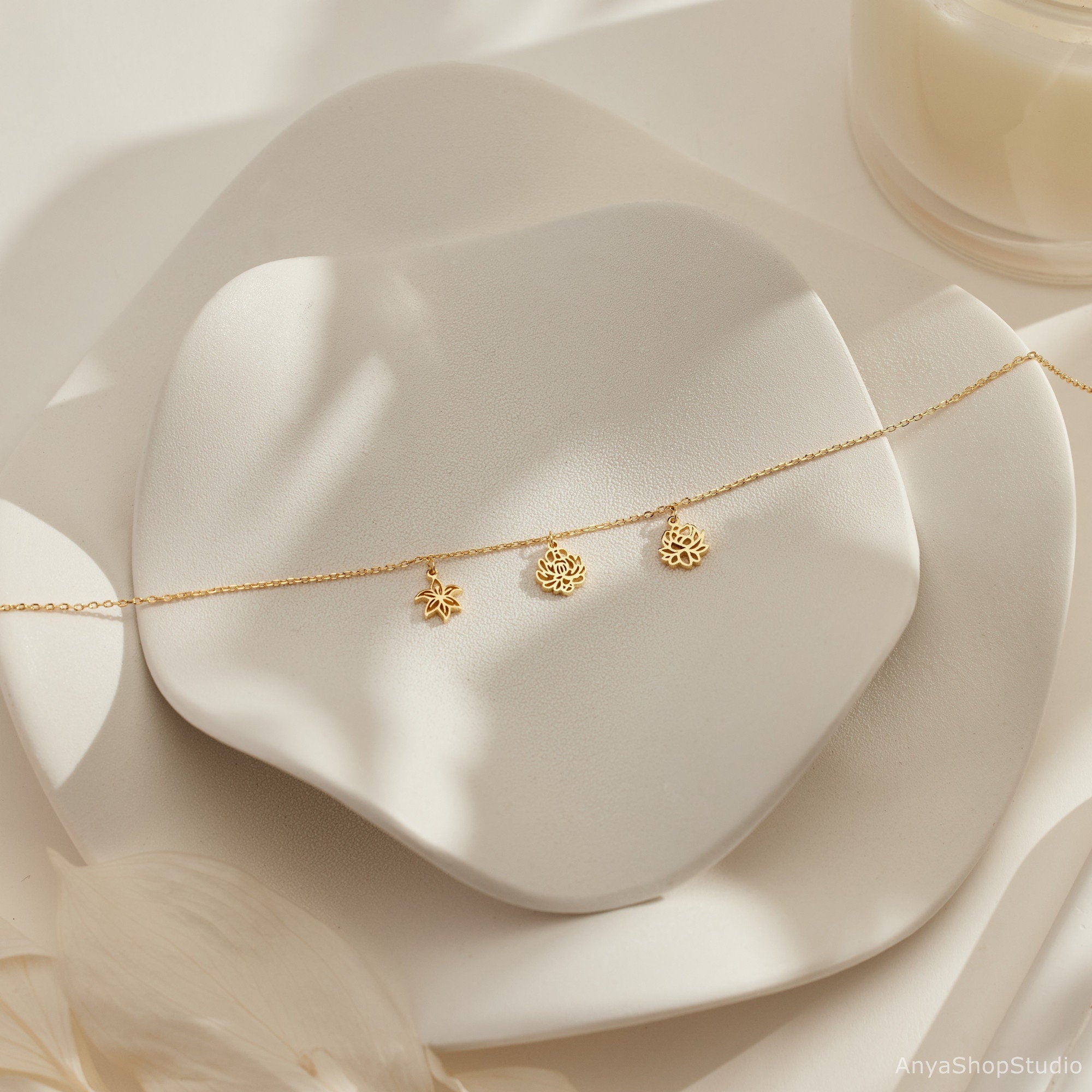 Glima Personalized Birth Flower Necklace – Dainty Drop Charm for Mom or Her