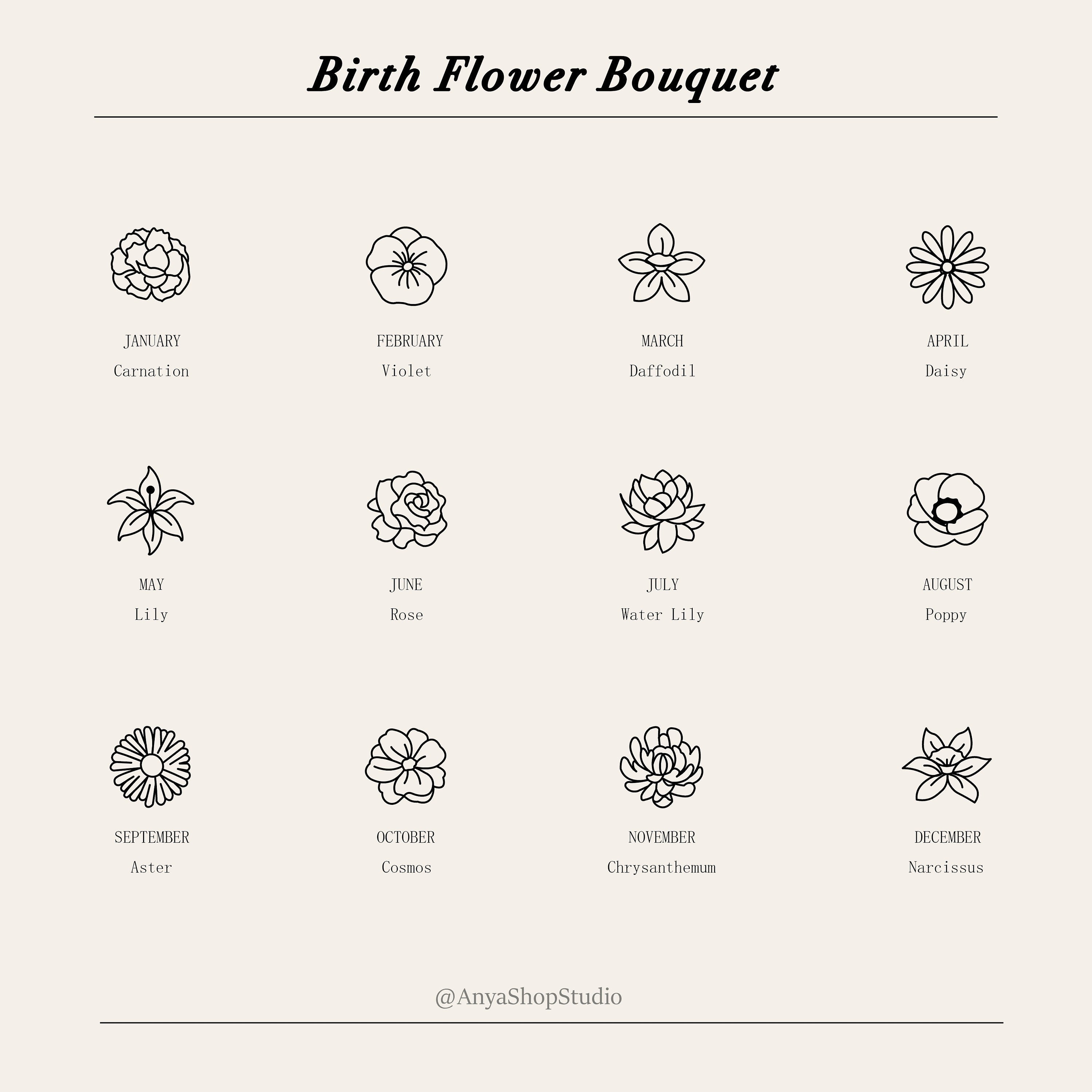 Glima Personalized Birth Flower Necklace – Dainty Drop Charm for Mom or Her