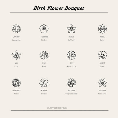 Glima Personalized Birth Flower Necklace – Dainty Drop Charm for Mom or Her