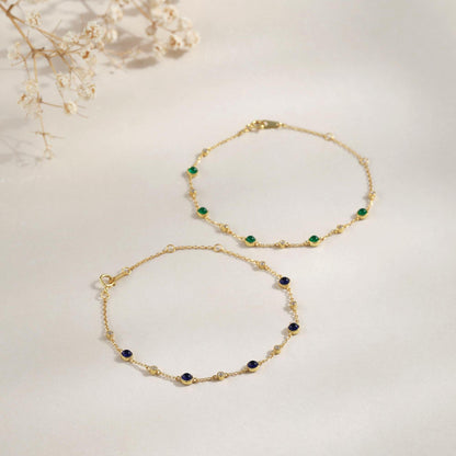 Glima Sapphire Stackable Bracelet – 18K Gold & Sterling Silver Chain