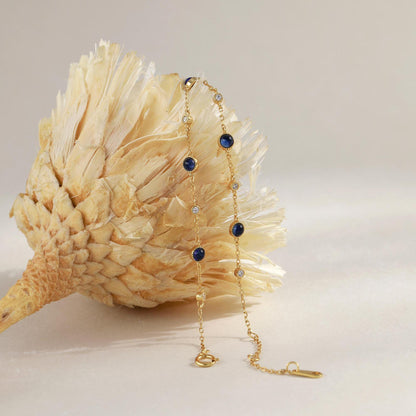 Glima Sapphire Stackable Bracelet – 18K Gold & Sterling Silver Chain