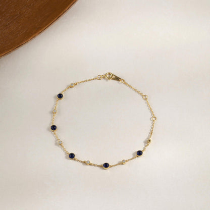 Glima Sapphire Stackable Bracelet – 18K Gold & Sterling Silver Chain