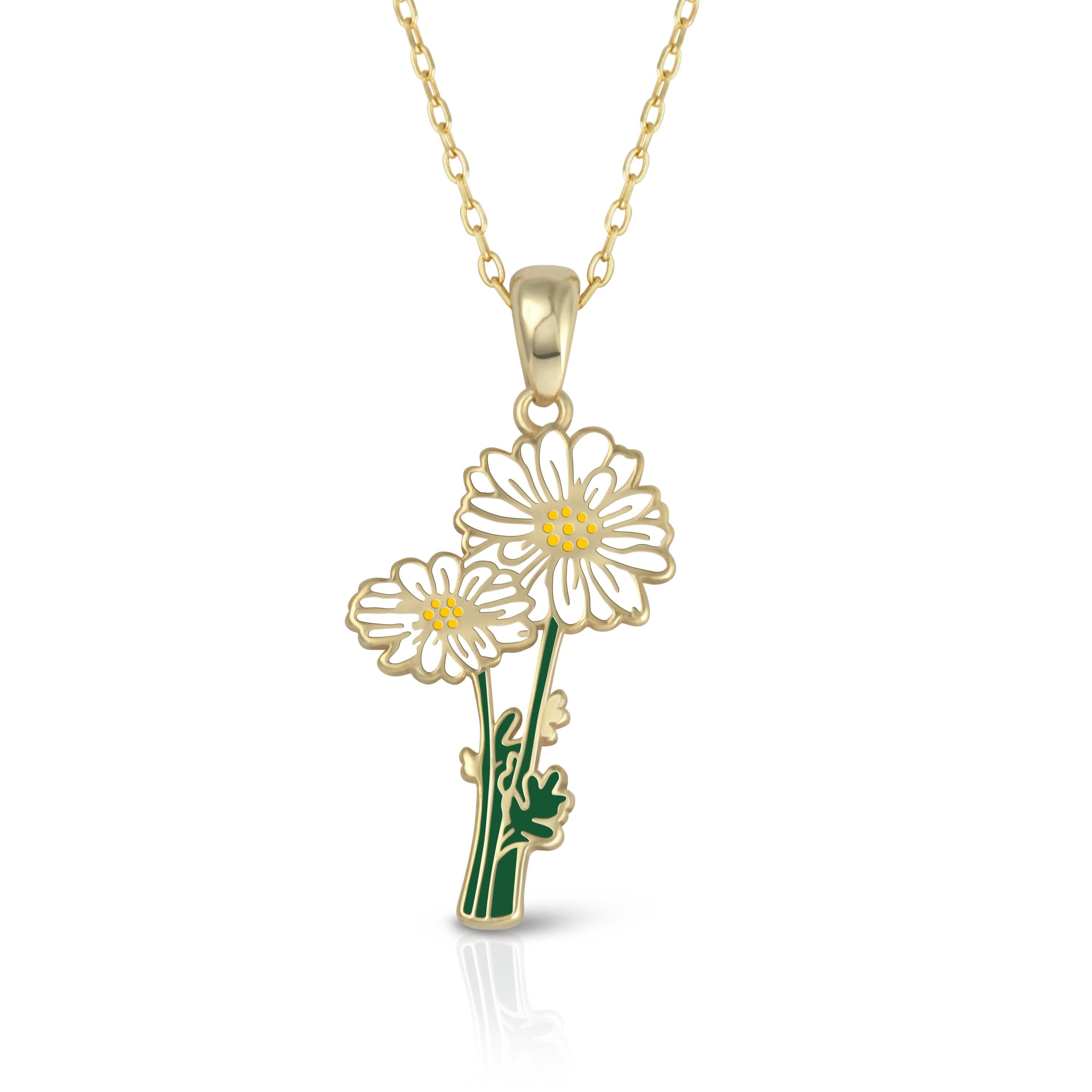 Glima Daisy Necklace – Dainty Gold Floral Pendant, April Birth Month Gift