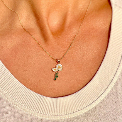 Glima Daisy Necklace – Dainty Gold Floral Pendant, April Birth Month Gift