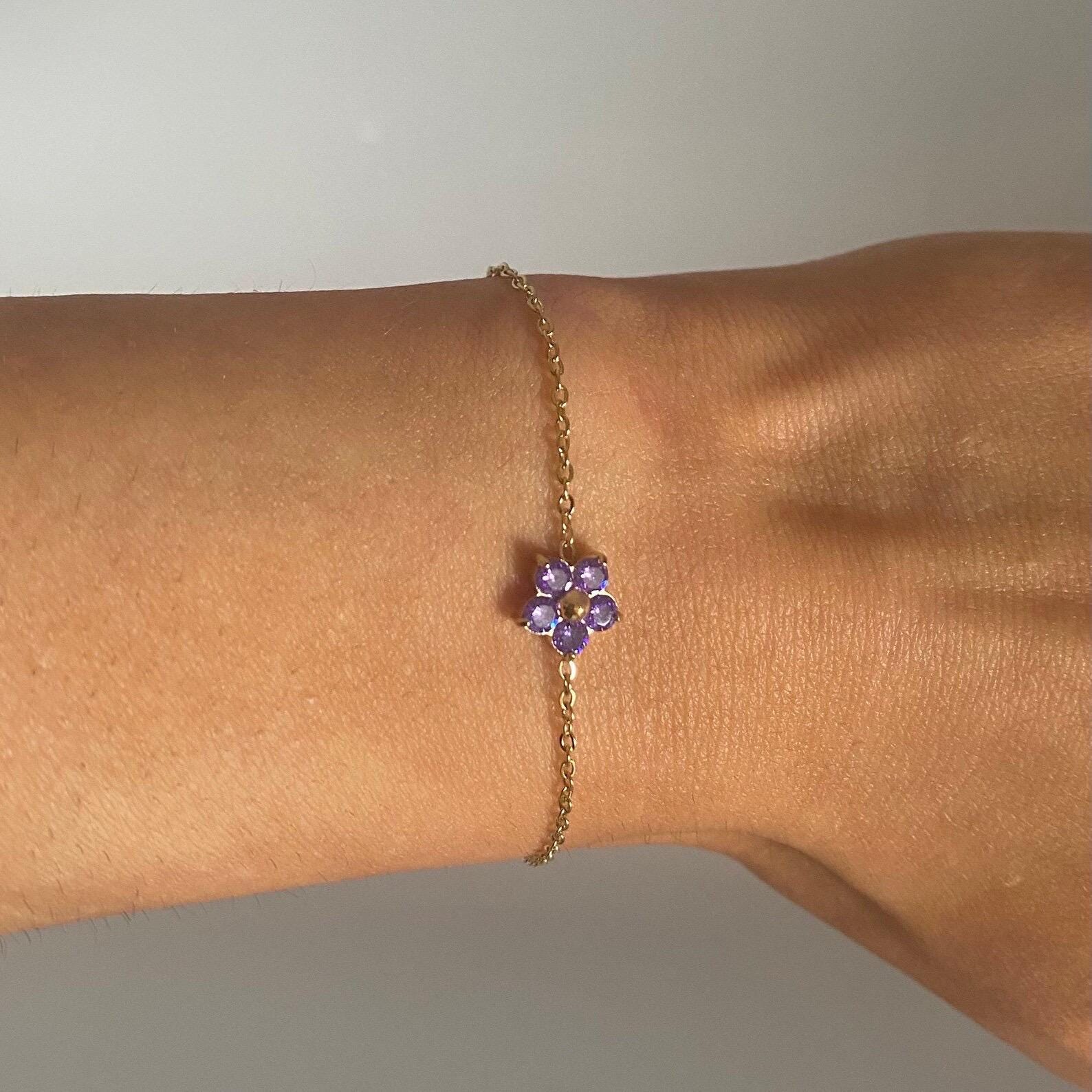 Glima Crystal Flower Bracelet – Pink Floral Charm, Romantic Gift for Her