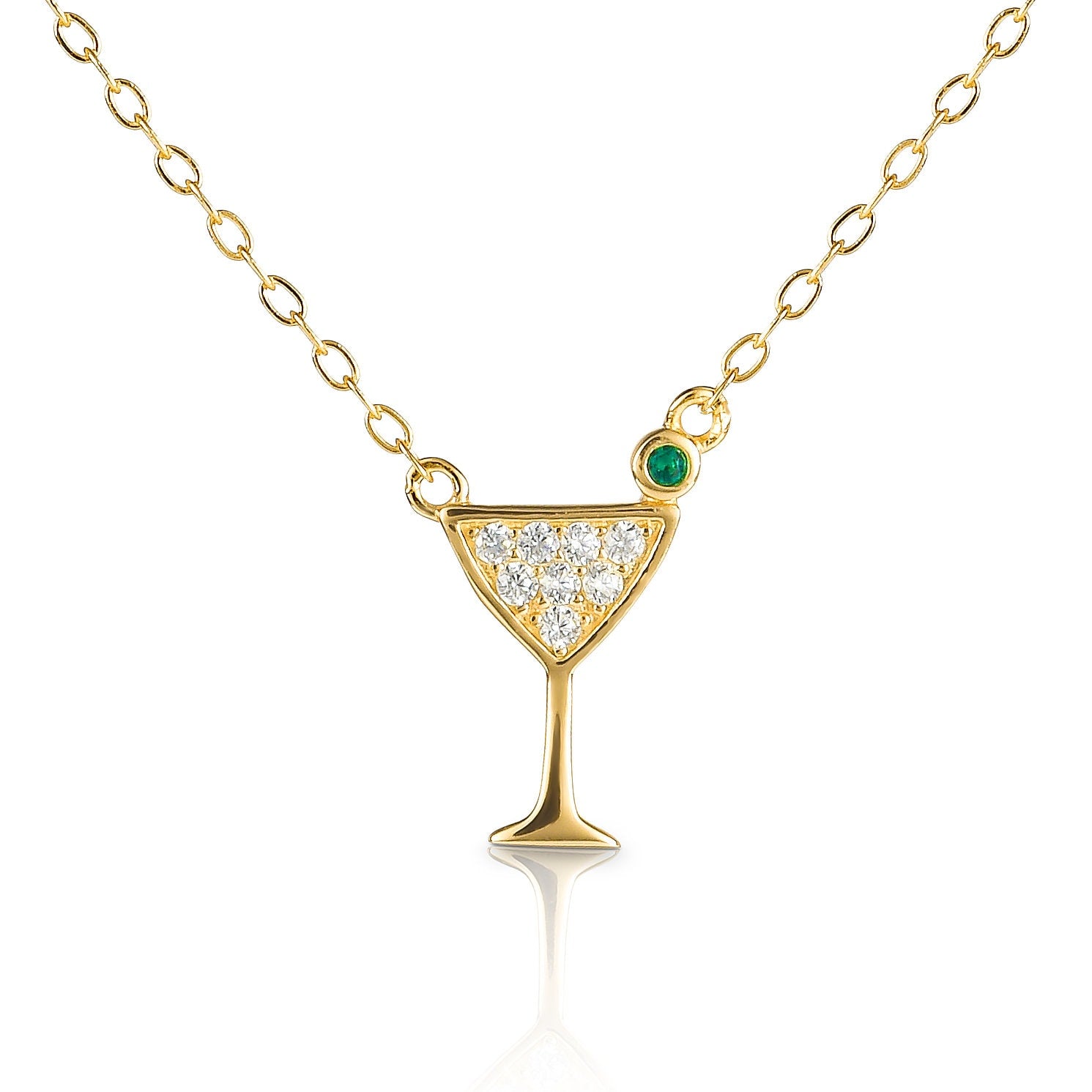 Glima Cocktail Glass Necklace – Gold-Plated 925 Silver with CZ Sparkle