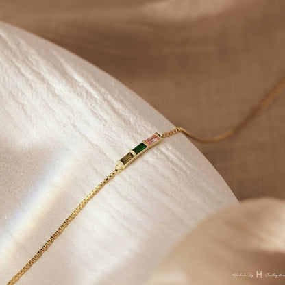 Glima Birthstone Bracelet – Baguette Charm, Meaningful Gift for Mom or Her