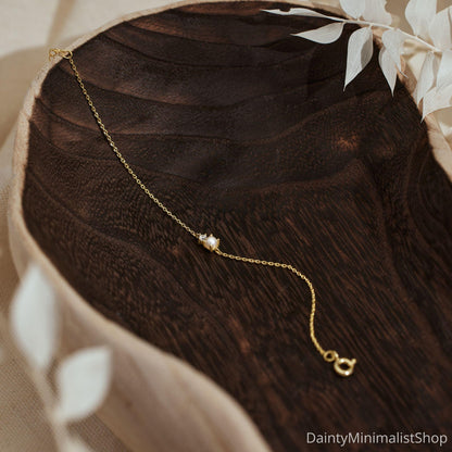 Glima Pearl & CZ Bracelet – Dainty 14K Gold Bridal Gift for Her