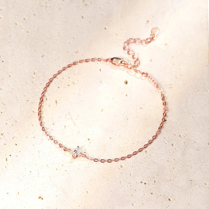 Glima Daisy Gemstone Bracelet – Rose Gold Sterling Silver with CZ Charm