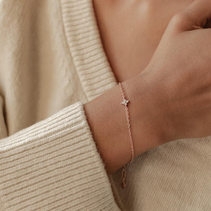 Glima Daisy Gemstone Bracelet – Rose Gold Sterling Silver with CZ Charm