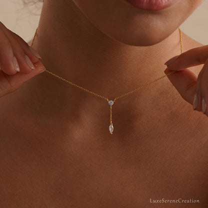 Glima Y-Shaped Diamond Drop Necklace for Women