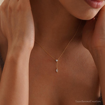Glima Y-Shaped Diamond Drop Necklace for Women