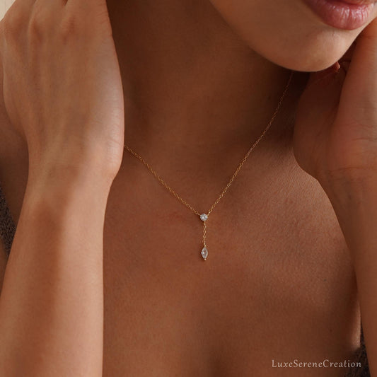 Glima Y-Shaped Diamond Drop Necklace for Women