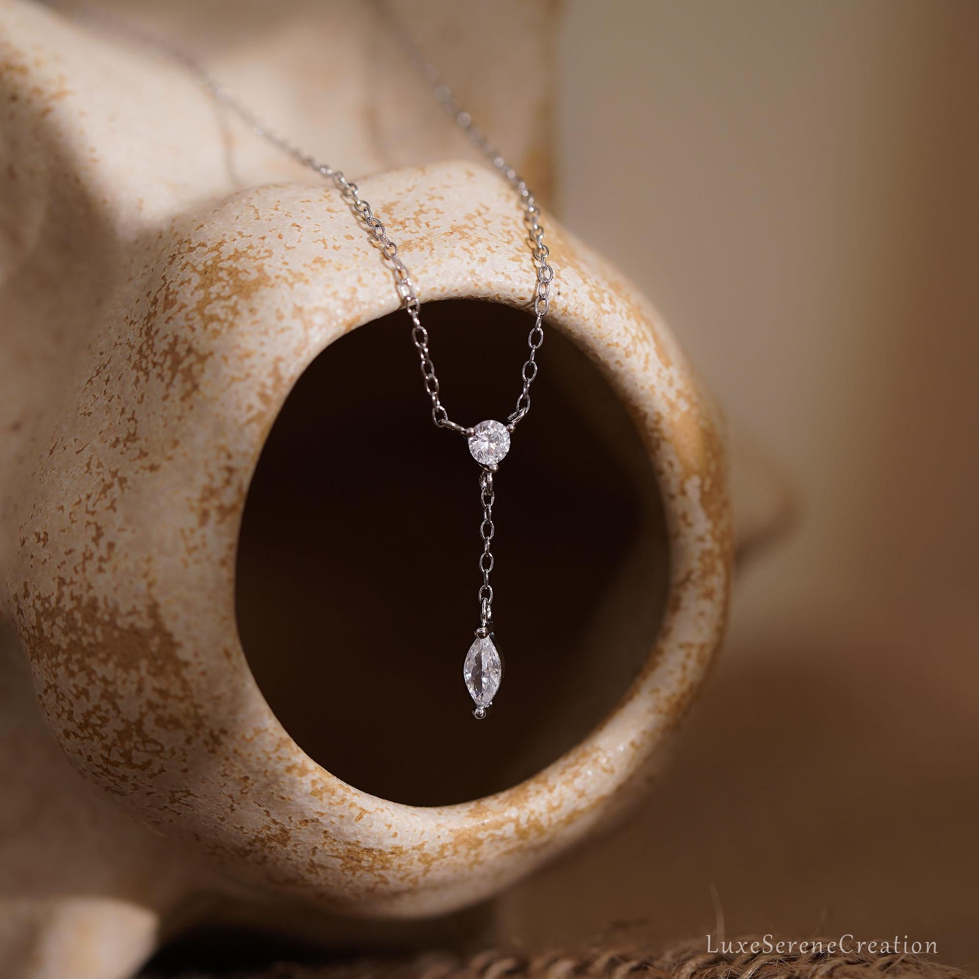 Glima Y-Shaped Diamond Drop Necklace for Women