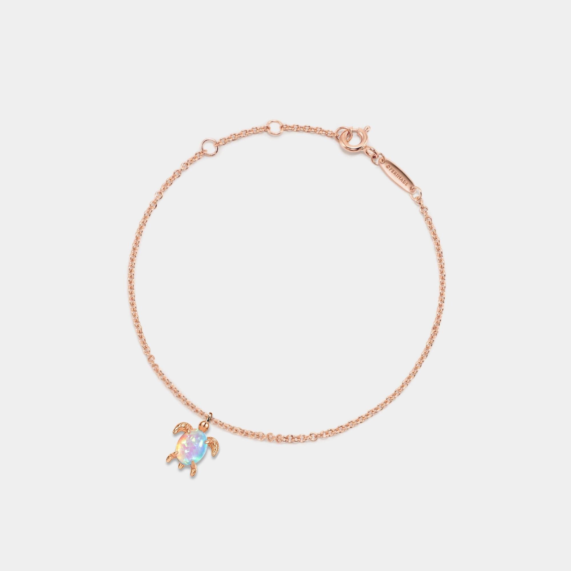 Glima Sea Turtle Bracelet – Dainty Opal Layered Silver Beach Jewelry