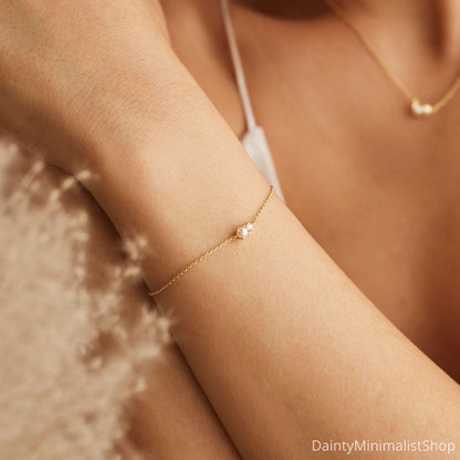 Glima Pearl & CZ Bracelet – Dainty 14K Gold Bridal Gift for Her