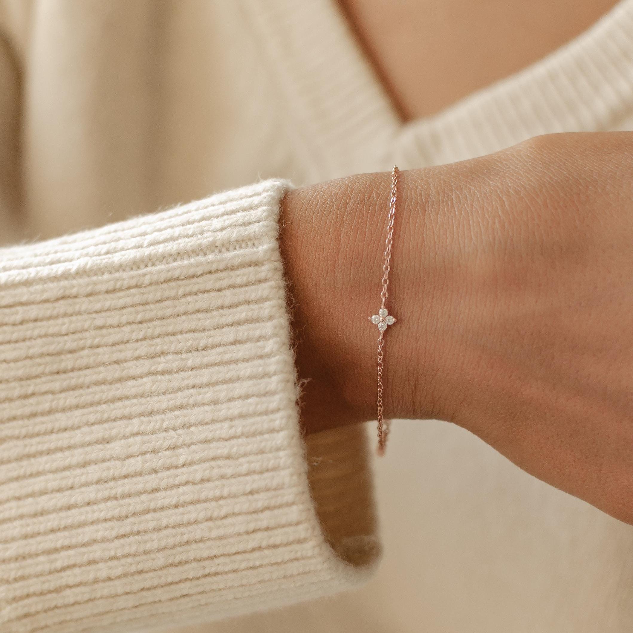 Glima Daisy Gemstone Bracelet – Rose Gold Sterling Silver with CZ Charm