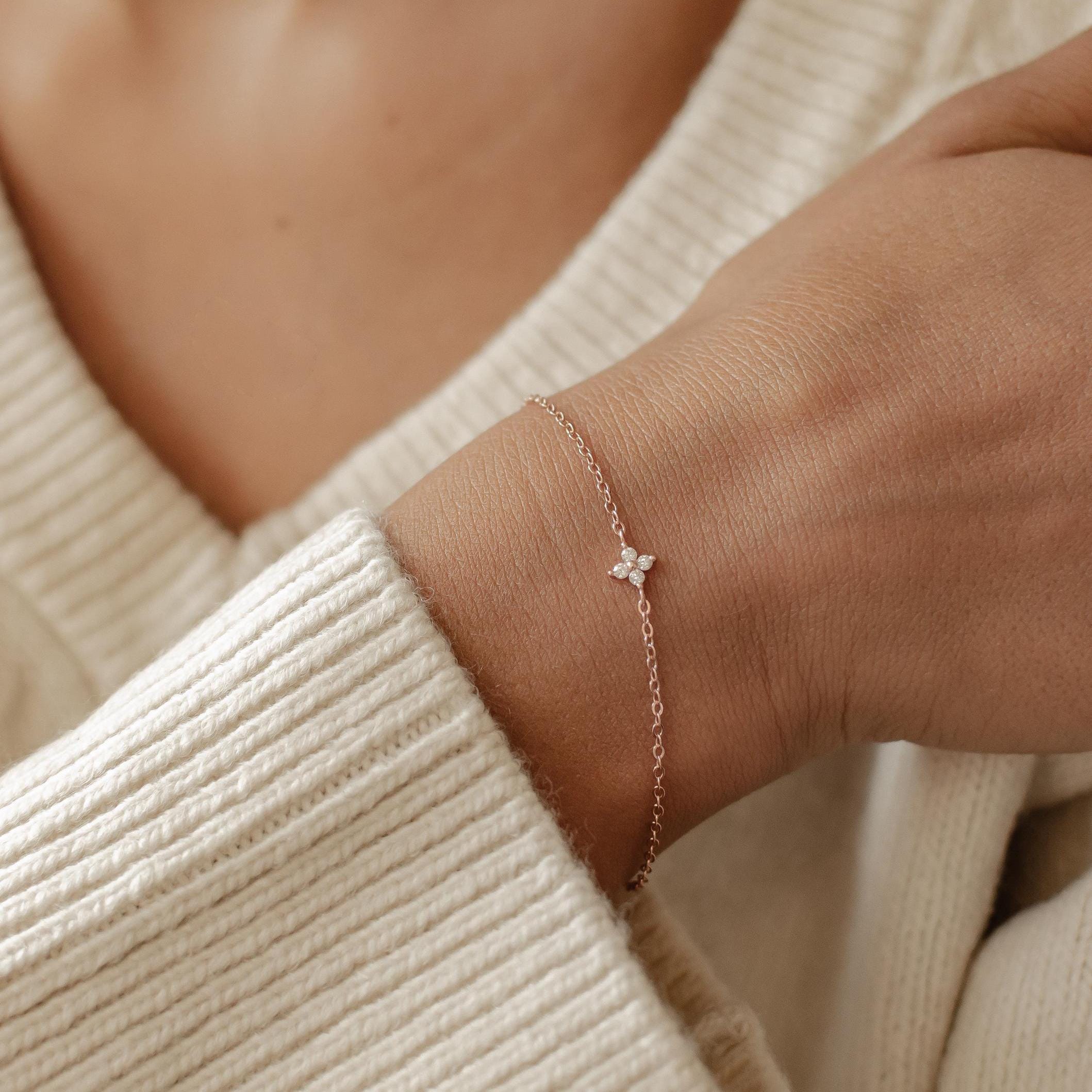 Glima Daisy Gemstone Bracelet – Rose Gold Sterling Silver with CZ Charm