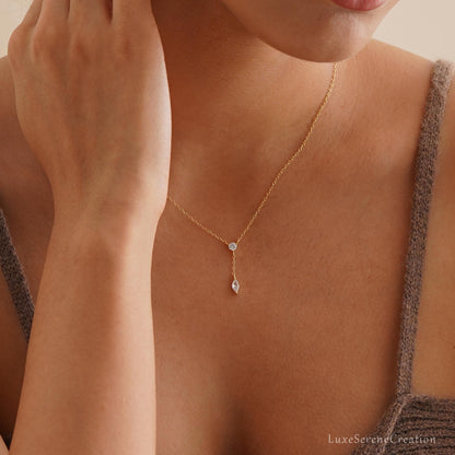 Glima Y-Shaped Diamond Drop Necklace for Women