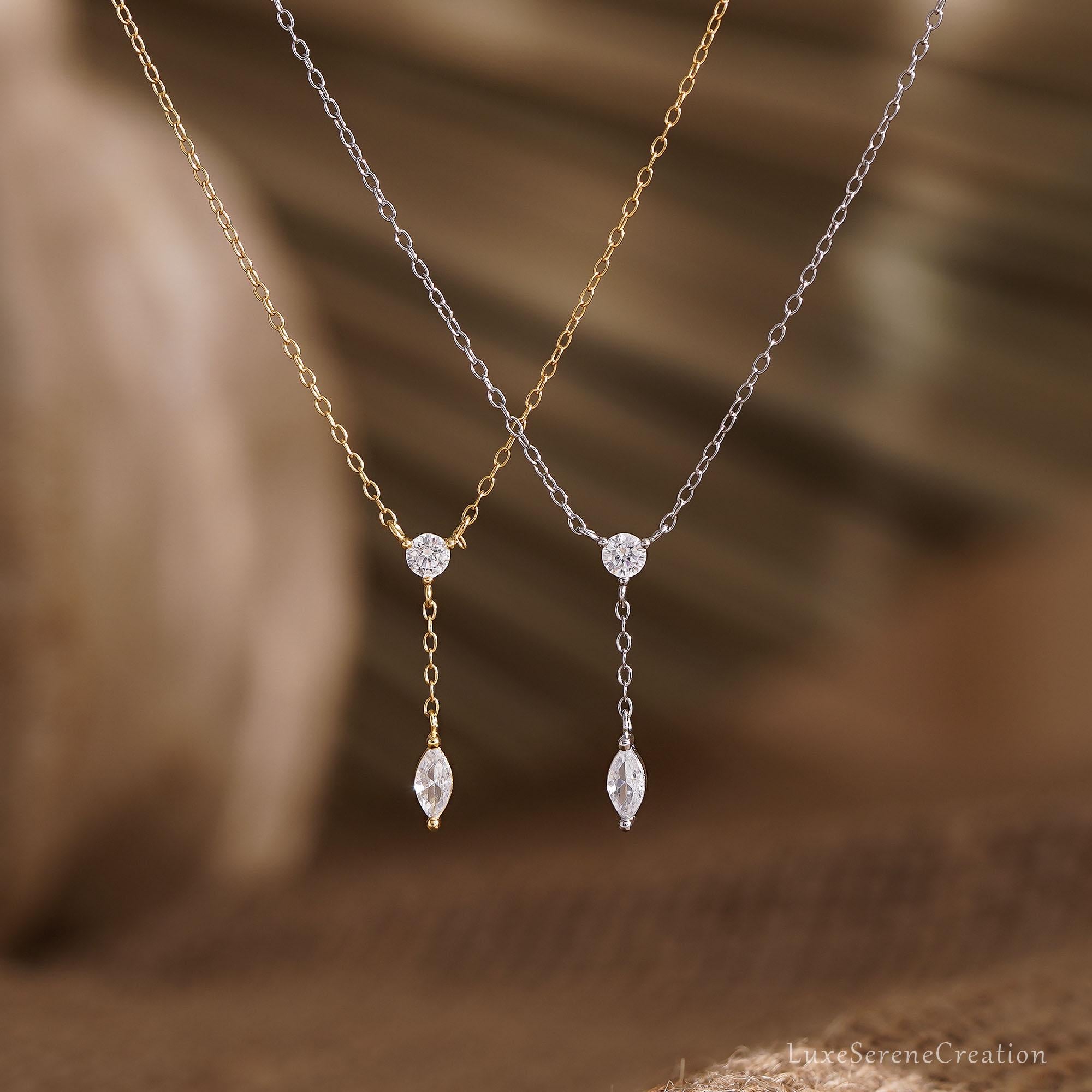 Glima Y-Shaped Diamond Drop Necklace for Women