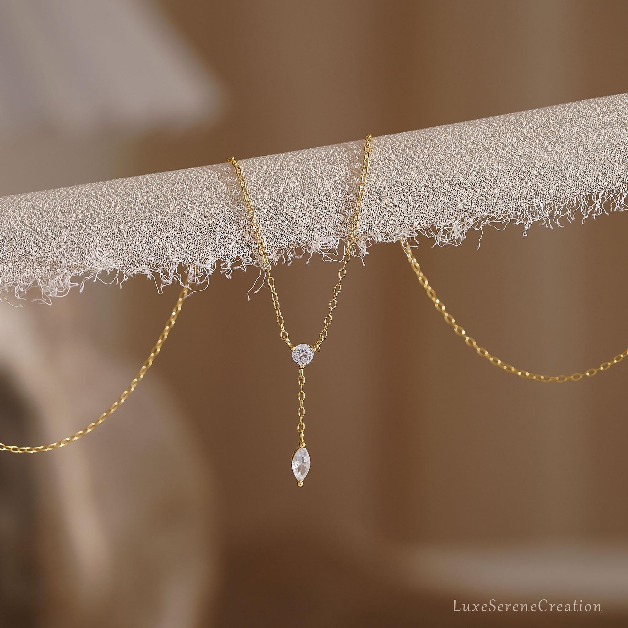 Glima Y-Shaped Diamond Drop Necklace for Women