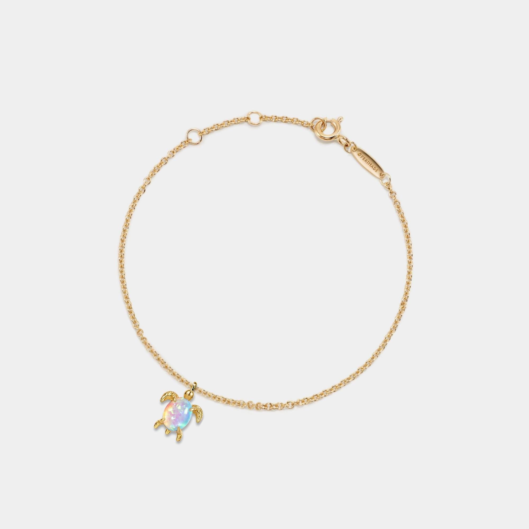 Glima Sea Turtle Bracelet – Dainty Opal Layered Silver Beach Jewelry