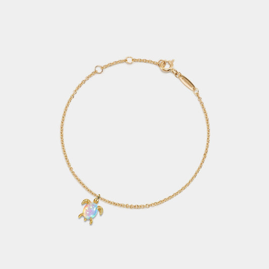 Glima Sea Turtle Bracelet – Dainty Opal Layered Silver Beach Jewelry
