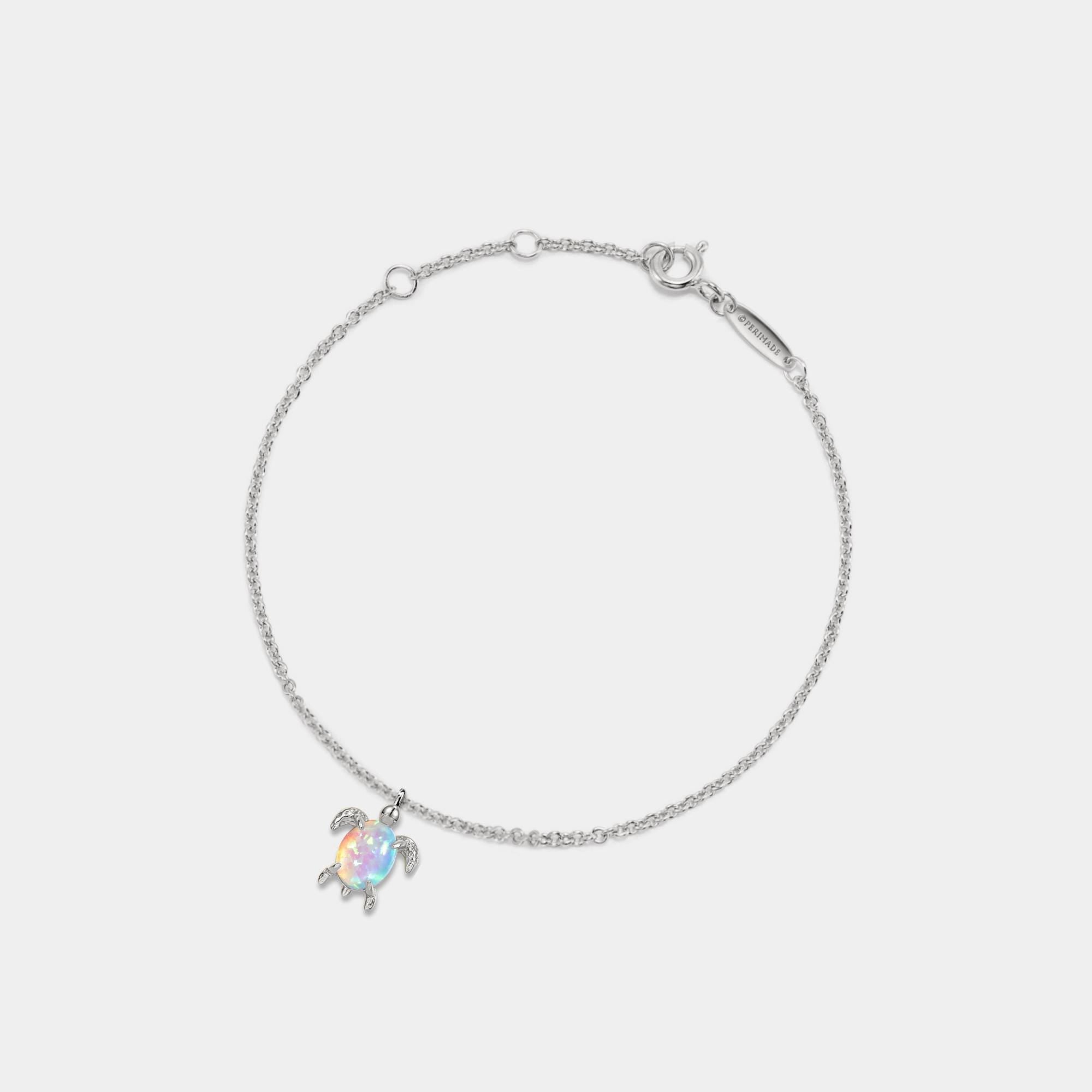 Glima Sea Turtle Bracelet – Dainty Opal Layered Silver Beach Jewelry
