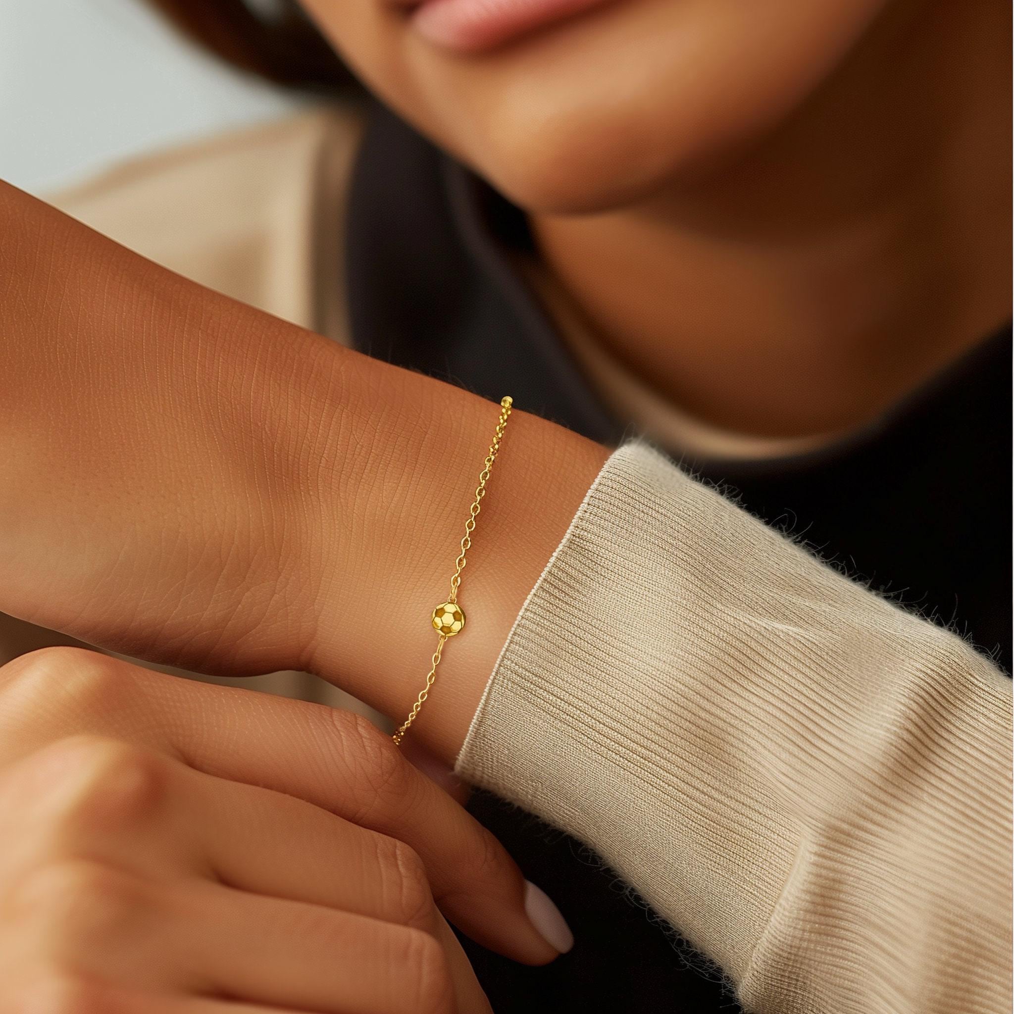 Glima Soccer Bracelet – 24K Gold Filled Adjustable Game Day Gift for Her
