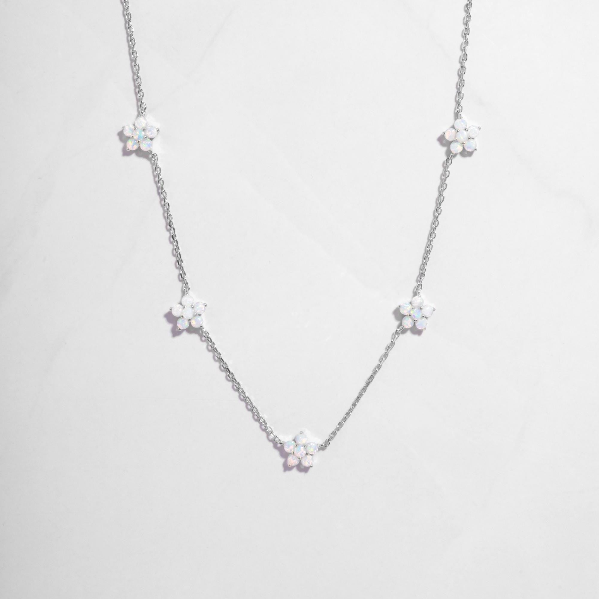 Glima Opal Flower Necklace – Dainty Gold Charm, Handmade Gift for Her