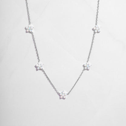 Glima Opal Flower Necklace – Dainty Gold Charm, Handmade Gift for Her