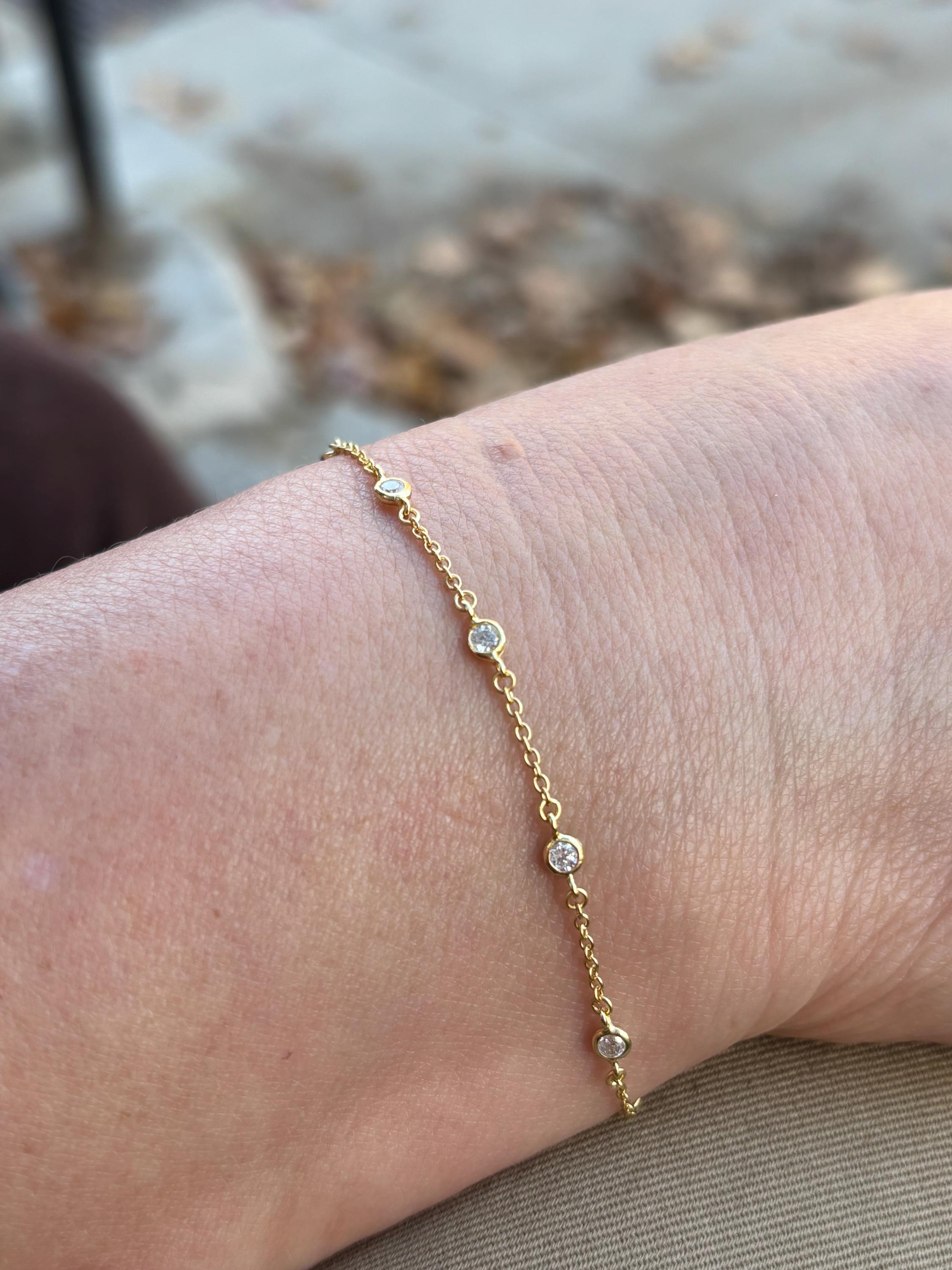 Glima Diamond Bezel Bracelet – Gold Cable Chain, Minimalist Stacking Gift