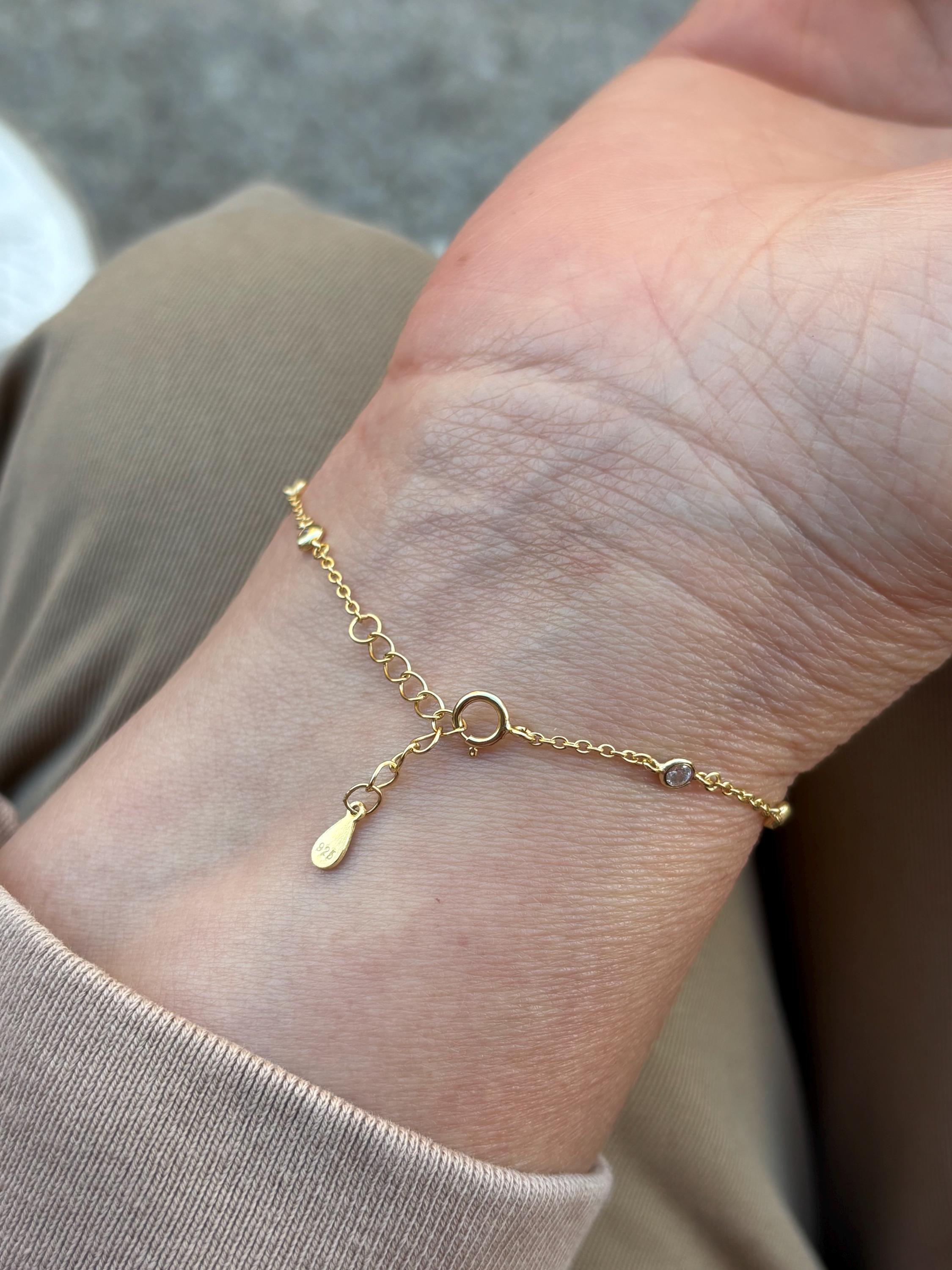 Glima Diamond Bezel Bracelet – Gold Cable Chain, Minimalist Stacking Gift