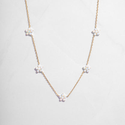 Glima Opal Flower Necklace – Dainty Gold Charm, Handmade Gift for Her