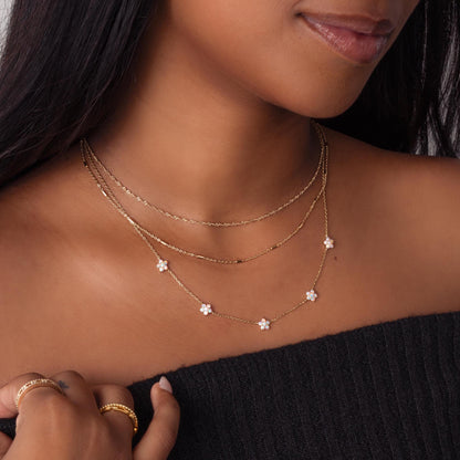 Glima Opal Flower Necklace – Dainty Gold Charm, Handmade Gift for Her