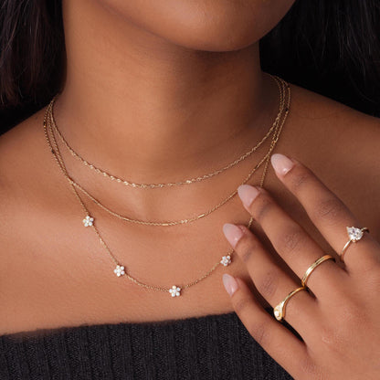 Glima Opal Flower Necklace – Dainty Gold Charm, Handmade Gift for Her