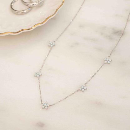 Glima Opal Flower Necklace – Dainty Gold Charm, Handmade Gift for Her
