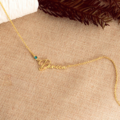 Glima Handmade Birthstone Name Pendant – Wedding & Christmas Gift